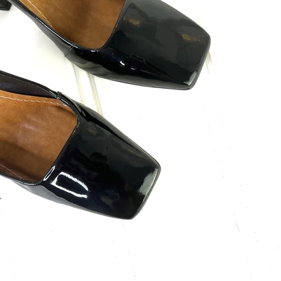 L’INTERVALLE BLACK PUMPS BLACK HEEL SQUARE TOE HEEL PATENT LEATHER BLOCK HEELS 9 - Picture 9 of 17